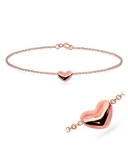 Rose Gold Plated Heart Silver Bracelets BRS-89-RO-GP